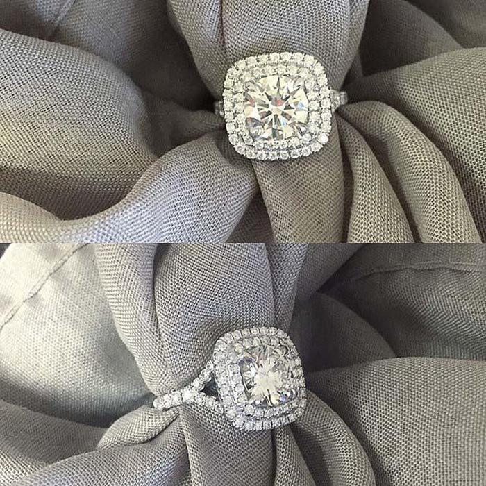 Luxury Round Pave Cubic Zirconia Engagement Ring For Women, European Jewelry