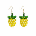 Spring Summer Colorful Flower Earrings Handmade Crystal Beaded Pineapple Red Cherry Long Studs view 5