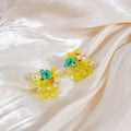 Spring Summer Colorful Flower Earrings Handmade Crystal Beaded Pineapple Red Cherry Long Studs view 4