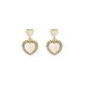 Elegant French Romantic Black White Enamel Heart Drop Studs With Micro Pave Zircon Lace Alloy Earrings view 5