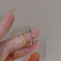Korean Zircon Pearl Layered Open Ring For Women view 2