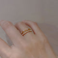 Korean Zircon Pearl Layered Open Ring For Women view 4