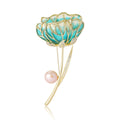Metal Alloy Pearl Enamel Hibiscus Flower Brooch For Elegant Garment Decoration view 5