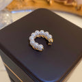 Real Gold Plated Copper Pearl Geometric Double Layer Clip-on Earrings Minimalist Round Ear Cuff view 4