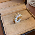 Real Gold Plated Copper Pearl Geometric Double Layer Clip-on Earrings Minimalist Round Ear Cuff view 2