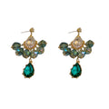 Alloy Floral Crystal Teardrop Drop Earrings With Silver Pins, Bohemian Ethnic Fashion OL Jewelry view 5