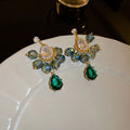 Alloy Floral Crystal Teardrop Drop Earrings With Silver Pins, Bohemian Ethnic Fashion OL Jewelry view 3