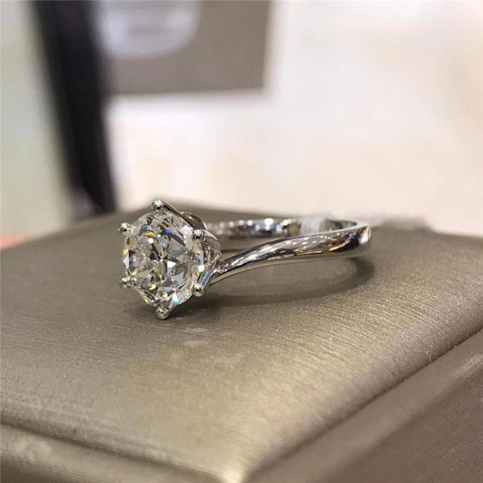 Classic Six Prong Zircon Women's Proposal Engagement Ring Fashion Jewelry Dropshipping