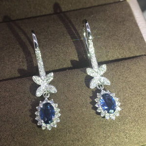 European Fashion Flower Drop Earrings With Long Tassel Bowknot And Zircon For Bridal Banquet Jewelry