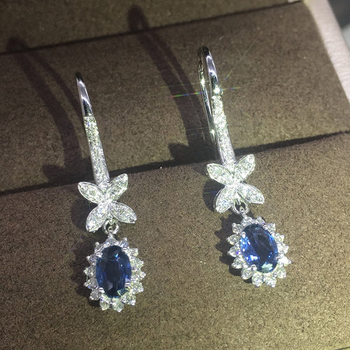European Fashion Flower Drop Earrings With Long Tassel Bowknot And Zircon For Bridal Banquet Jewelry