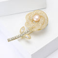 Copper Zircon Rose Brooch Pin For Women Suits And Coats view 2