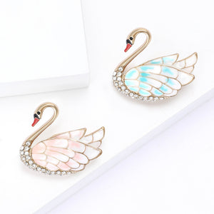 Alloy Enamel Swan Brooch Elegant Lapel Pin For Blazers And Cardigans