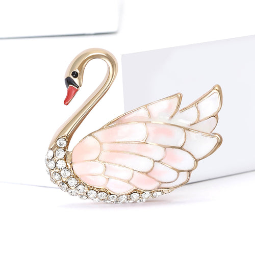 Alloy Enamel Swan Brooch Elegant Lapel Pin For Blazers And Cardigans