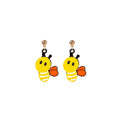 Cute Sterling Silver Needle Long Drop Earrings With Cartoon Flower Bee Animal Ocean Vacation Style view 5