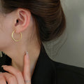 Korean Dongdaemun Minimalist Round Metal Ear Cuff Earrings, Trendy Style Everyday Jewelry view 4