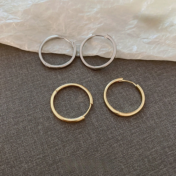 Korean Dongdaemun Minimalist Round Metal Ear Cuff Earrings, Trendy Style Everyday Jewelry