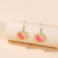 Sweet Cartoon Colorful Enamel Heart Alloy Dangle Drop Earrings For Girls Women Fashion Earrings view 2