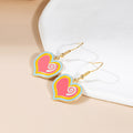 Sweet Cartoon Colorful Enamel Heart Alloy Dangle Drop Earrings For Girls Women Fashion Earrings view 4