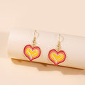 Sweet Cartoon Colorful Enamel Heart Alloy Dangle Drop Earrings For Girls Women Fashion Earrings view 3