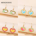 Sweet Cartoon Colorful Enamel Heart Alloy Dangle Drop Earrings For Girls Women Fashion Earrings view 1
