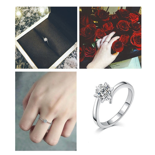 Korean Style AAA Zircon White Gold Plated Fashion Wedding Engagement Ring