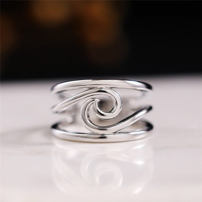 Minimalist Geometric Wave Ring For Women, Smooth Statement Index Finger Fashion Jewelry