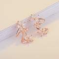 Sweet Cool Floral Curved Ear Clips With Cubic Zirconia Stud Style Earrings For Women view 3