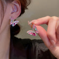 Alloy Rhinestone Butterfly Stud Earrings Bohemian Colorful European American Fashion Design Style view 1