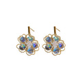 Copper Rhinestone Pearl Crystal Flower Drop Earrings, French Sweet Fashion OL Style view 5