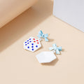 Semi 3D Blue Bow Dice Enamel Painted Alloy Pendant Drop Earrings For Women Fashion Jewelry Earrings view 4