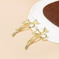 Elegant Gold Alloy Bowknot Long Tassel Drop Stud Earrings With Heart Top For Women Fashion Earrings view 2