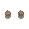Gold Plated Copper Pearl Zircon Geometric Hoop Earrings Korean Minimalist Fashion Jewelry view 5