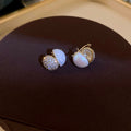 Gold Plated Copper Pearl Zircon Geometric Hoop Earrings Korean Minimalist Fashion Jewelry view 3