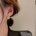 Gold Plated Copper Pearl Zircon Geometric Hoop Earrings Korean Minimalist Fashion Jewelry view 4