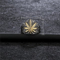 European American Hip Hop Vintage Mens Ring, Two Tone Copper Plated Maple Leaf Street Finger Ring view 5