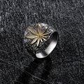 European American Hip Hop Vintage Mens Ring, Two Tone Copper Plated Maple Leaf Street Finger Ring view 2