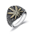 European American Hip Hop Vintage Mens Ring, Two Tone Copper Plated Maple Leaf Street Finger Ring view 1