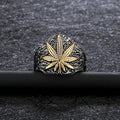 European American Hip Hop Vintage Mens Ring, Two Tone Copper Plated Maple Leaf Street Finger Ring view 3