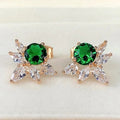 Fresh Spring Floral Stud Earrings Copper Gold Plated Zircon Inlaid Earrings For Women view 7