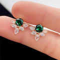 Fresh Spring Floral Stud Earrings Copper Gold Plated Zircon Inlaid Earrings For Women view 1