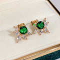 Fresh Spring Floral Stud Earrings Copper Gold Plated Zircon Inlaid Earrings For Women view 3