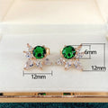 Fresh Spring Floral Stud Earrings Copper Gold Plated Zircon Inlaid Earrings For Women view 5