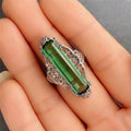 Vintage Hollow Floral Pattern Green Cubic Zirconia Ring For Women Elegant Fashion Finger Jewelry view 3