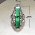 Vintage Hollow Floral Pattern Green Cubic Zirconia Ring For Women Elegant Fashion Finger Jewelry view 5