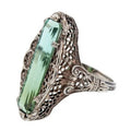 Vintage Hollow Floral Pattern Green Cubic Zirconia Ring For Women Elegant Fashion Finger Jewelry view 2