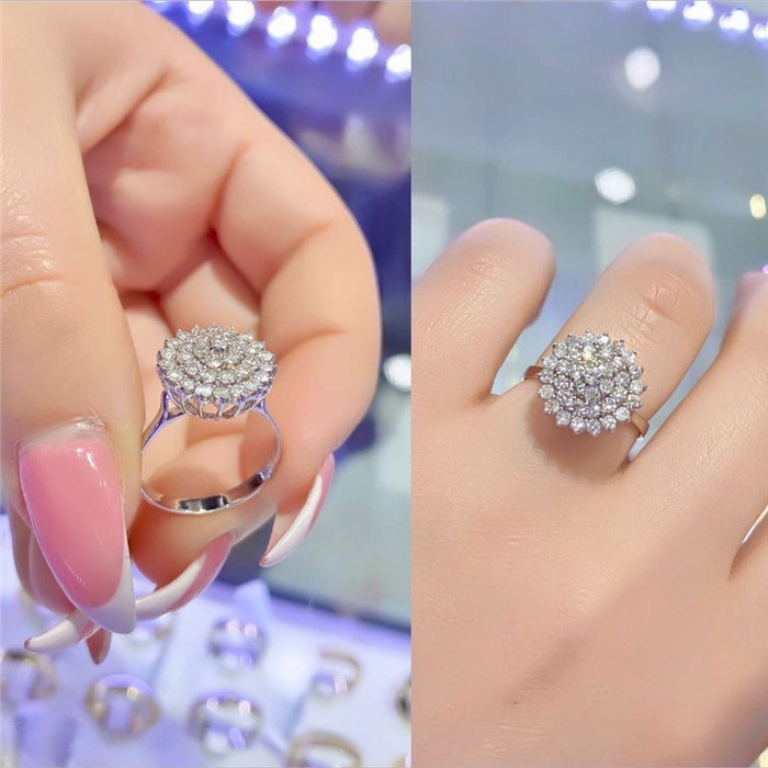 Luxury Micro Paved Full Zircon Starry Ring For Women, Fashion Statement Finger Jewelry