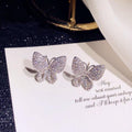 Korean Style Full Micro Pave Cubic Zirconia Butterfly Stud Earrings For Elegant Women view 2