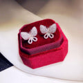 Korean Style Full Micro Pave Cubic Zirconia Butterfly Stud Earrings For Elegant Women view 4