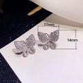 Korean Style Full Micro Pave Cubic Zirconia Butterfly Stud Earrings For Elegant Women view 5