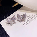 Korean Style Full Micro Pave Cubic Zirconia Butterfly Stud Earrings For Elegant Women view 3
